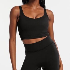 BANDIER ALL ACCESS NYC V Neck Tempo Crop Bra Size Small Black EUC
